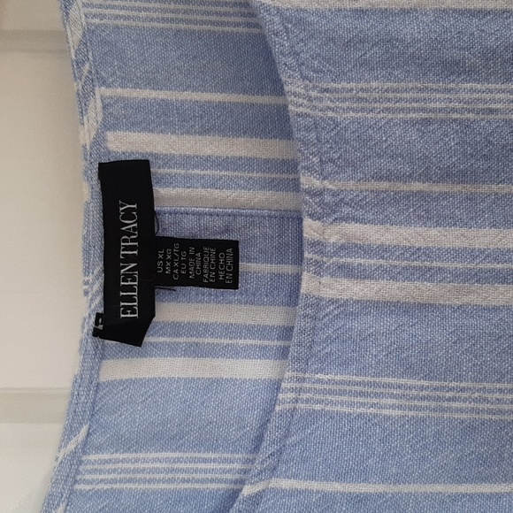 Ellen Tracy Linen Short Sleeve Blouse XL - Picture 2 of 7